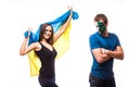 Ukraine vs North Ireland on white background. Football fans of national teams Royalty Free Stock Photo